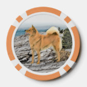 Finse spitz bij Seashore-schilderij - Dog Art Poker Chips (Achterkant)