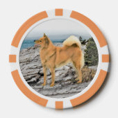 Finse spitz bij Seashore-schilderij - Dog Art Poker Chips (Voorkant)