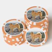 Finse spitz bij Seashore-schilderij - Dog Art Poker Chips (Opstapeling)