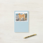 Finse spitz bij Seashore-schilderij - Dog Art Post-it® Notes (Op bureau)