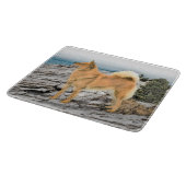 Finse spitz bij Seashore-schilderij - Dog Art Snijplank (Hoek)