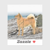 Finse spitz bij Seashore-schilderij - Dog Art Sticker (Vel)