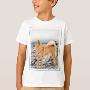 Finse spitz bij Seashore-schilderij - Dog Art T-shirt