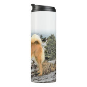 Finse spitz bij Seashore-schilderij - Dog Art Thermosbeker (Geroteerd rechts)