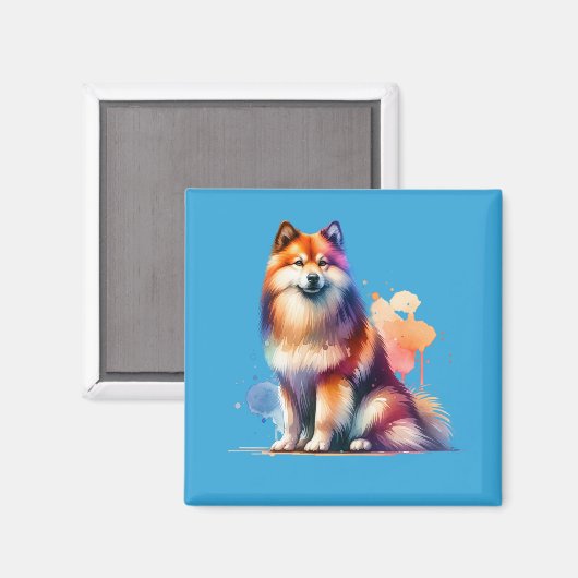 Finse Spitz Dog Magneet (Voorkant / Achterkant)