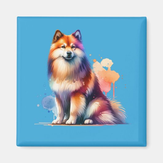 Finse Spitz Dog Magneet (Voorkant)