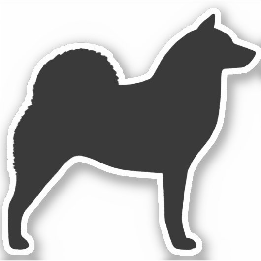 Finse Spitz Dog Silhouette Cool Canine Zwart Sticker (Voorkant)