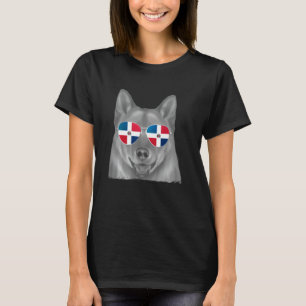 Finse Spitz Hond Dominicaanse Vlag Zonnebril T-shirt