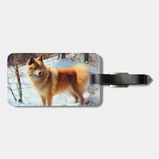 Finse Spitz liet het sneeuwen Kerstmis Bagagelabel (Achterkant horizontaal)