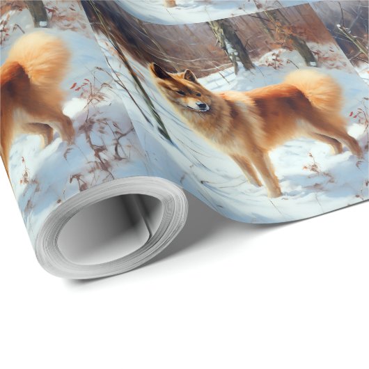 Finse Spitz liet het sneeuwen Kerstmis Cadeaupapier (Rol Hoek)