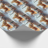 Finse Spitz liet het sneeuwen Kerstmis Cadeaupapier (Hoek)