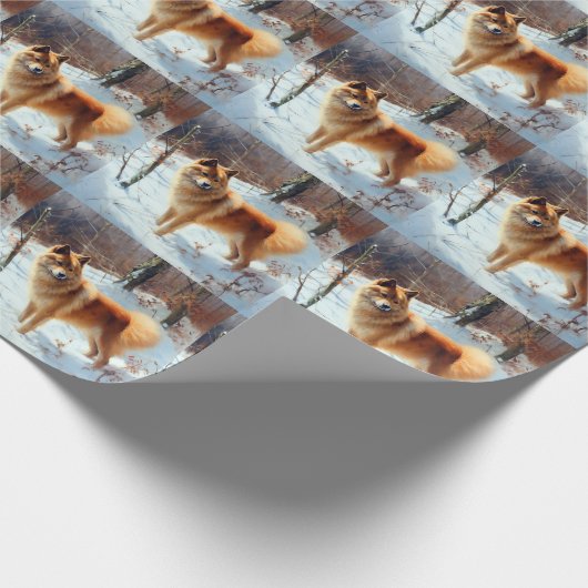 Finse Spitz liet het sneeuwen Kerstmis Cadeaupapier (Hoek)