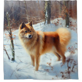 Finse Spitz liet het sneeuwen Kerstmis Douchegordijn (Voorkant)