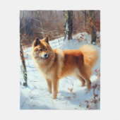 Finse Spitz liet het sneeuwen Kerstmis Fleece Deken (Voorkant)