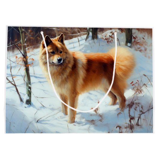 Finse Spitz liet het sneeuwen Kerstmis Groot Cadeauzakje (Achterkant)