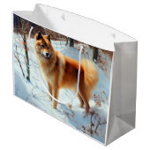 Finse Spitz liet het sneeuwen Kerstmis Groot Cadeauzakje (Achterkant Gekanteld)