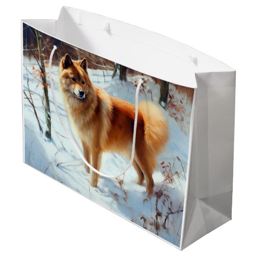 Finse Spitz liet het sneeuwen Kerstmis Groot Cadeauzakje (Achterkant Gekanteld)