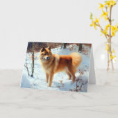 Finse Spitz liet het sneeuwen Kerstmis Kaart (Gele Bloem)