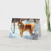 Finse Spitz liet het sneeuwen Kerstmis Kaart (Voorkant)