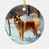 Finse Spitz liet het sneeuwen Kerstmis Keramisch Ornament (Voorkant)