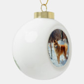 Finse Spitz liet het sneeuwen Kerstmis Keramische Bal Ornament (Links)