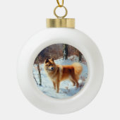 Finse Spitz liet het sneeuwen Kerstmis Keramische Bal Ornament (Voorkant)