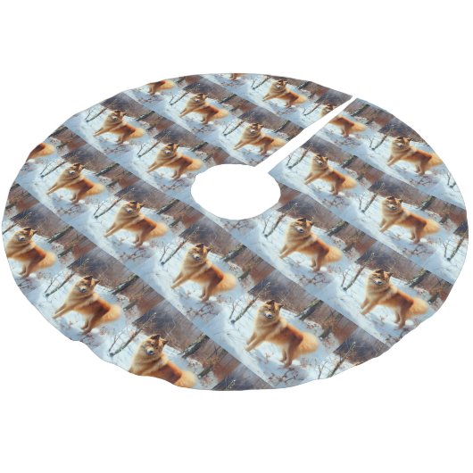 Finse Spitz liet het sneeuwen Kerstmis Kerstboom Rok (Gekanteld)