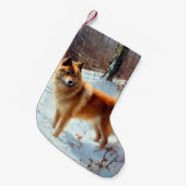 Finse Spitz liet het sneeuwen Kerstmis Kleine Kerstsok (Voorkant (Hangend))