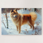 Finse Spitz liet het sneeuwen Kerstmis Legpuzzel (Horizontaal)