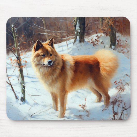 Finse Spitz liet het sneeuwen Kerstmis Muismat (Voorkant)