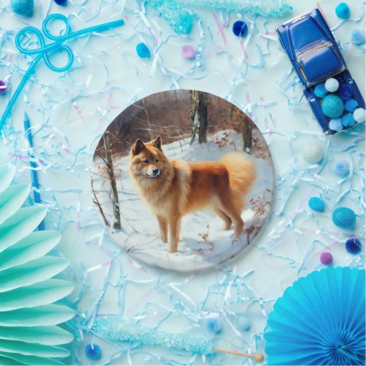 Finse Spitz liet het sneeuwen Kerstmis Papieren Bordje (Feest)