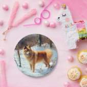 Finse Spitz liet het sneeuwen Kerstmis Papieren Bordje (Feest)