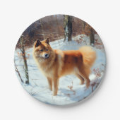 Finse Spitz liet het sneeuwen Kerstmis Papieren Bordje (Voorkant)