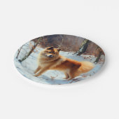 Finse Spitz liet het sneeuwen Kerstmis Papieren Bordje (Gekanteld)