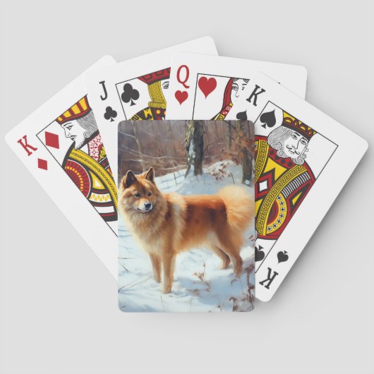 Finse Spitz liet het sneeuwen Kerstmis Pokerkaarten (Achterkant)