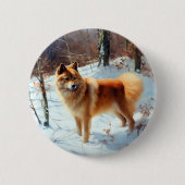 Finse Spitz liet het sneeuwen Kerstmis Ronde Button 5,7 Cm (Voorkant)