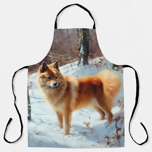 Finse Spitz liet het sneeuwen Kerstmis Schort (Voorkant)