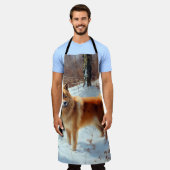 Finse Spitz liet het sneeuwen Kerstmis Schort (Gedragen)