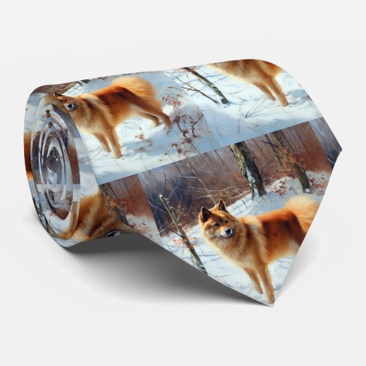 Finse Spitz liet het sneeuwen Kerstmis Stropdas (Opgerold)