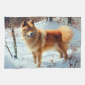 Finse Spitz liet het sneeuwen Kerstmis Theedoek (Horizontaal)