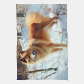 Finse Spitz liet het sneeuwen Kerstmis Theedoek (Verticaal)