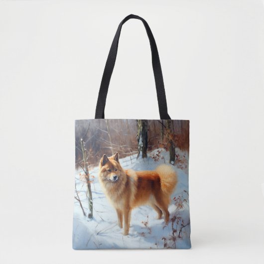 Finse Spitz liet het sneeuwen Kerstmis Tote Bag (Voorkant)