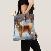 Finse Spitz liet het sneeuwen Kerstmis Tote Bag (Dichtbij)