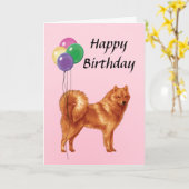 Finse Spitz met ballonnen Happy Birthday Kaart (Gele Bloem)