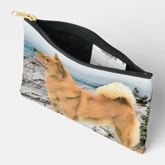 Finse Spitz Seashore Schilderen Originele Hond Kun Etui (Open)