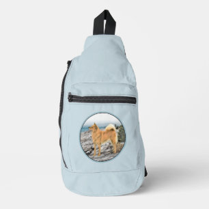 Finse Spitz Seashore Schilderen Originele Hond Kun Sling Bag