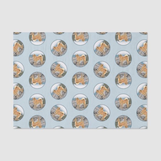 Finse Spitz Seashore Schilderen Originele Hond Kun Tissuepapier (Voorkant)