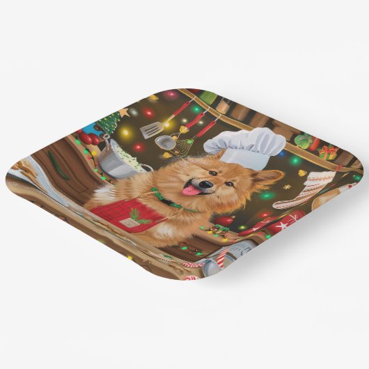 Finse Spitz Vakantie Bakken: Feestelijke Kerstmis Papieren Bordje (Gebogen)