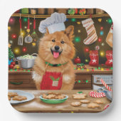 Finse Spitz Vakantie Bakken: Feestelijke Kerstmis Papieren Bordje (Voorkant)