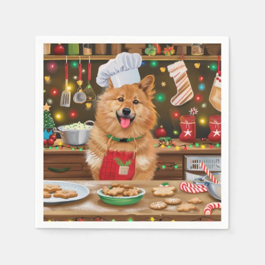 Finse Spitz Vakantie Bakken: Feestelijke Kerstmis Servet (Voorkant)